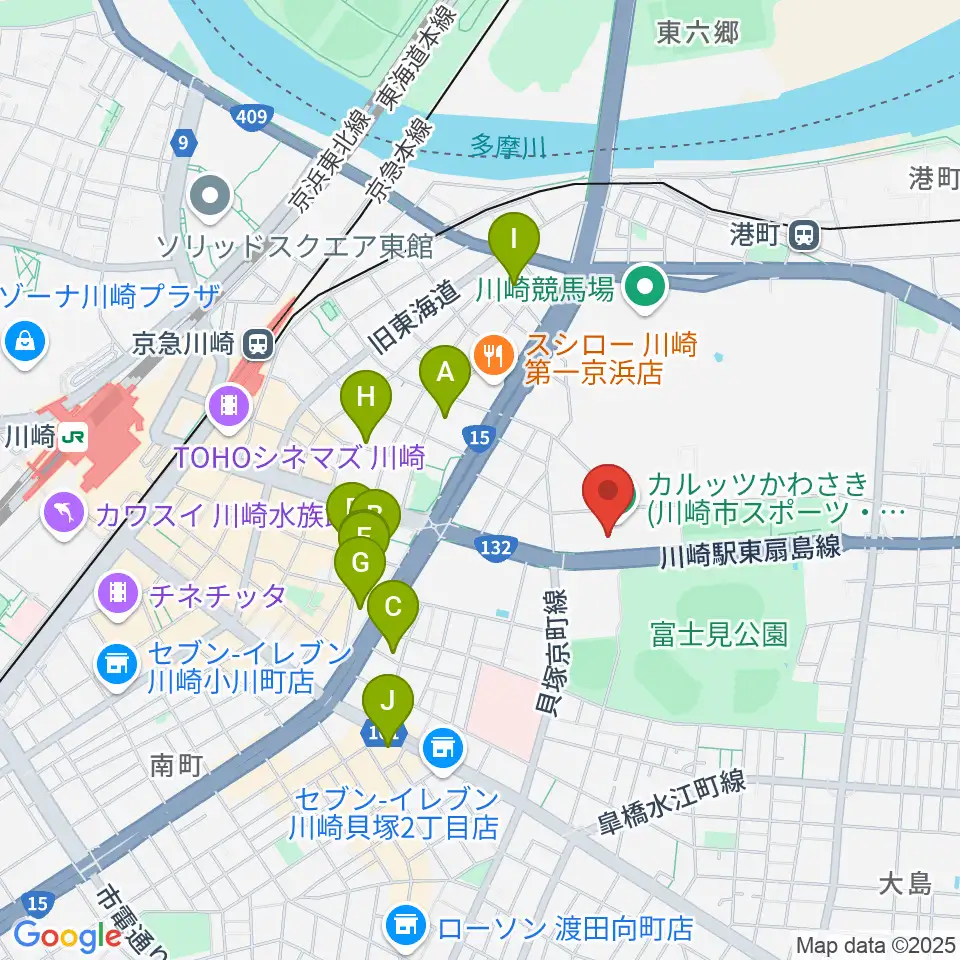 カルッツかわさきホール周辺のホテル一覧地図