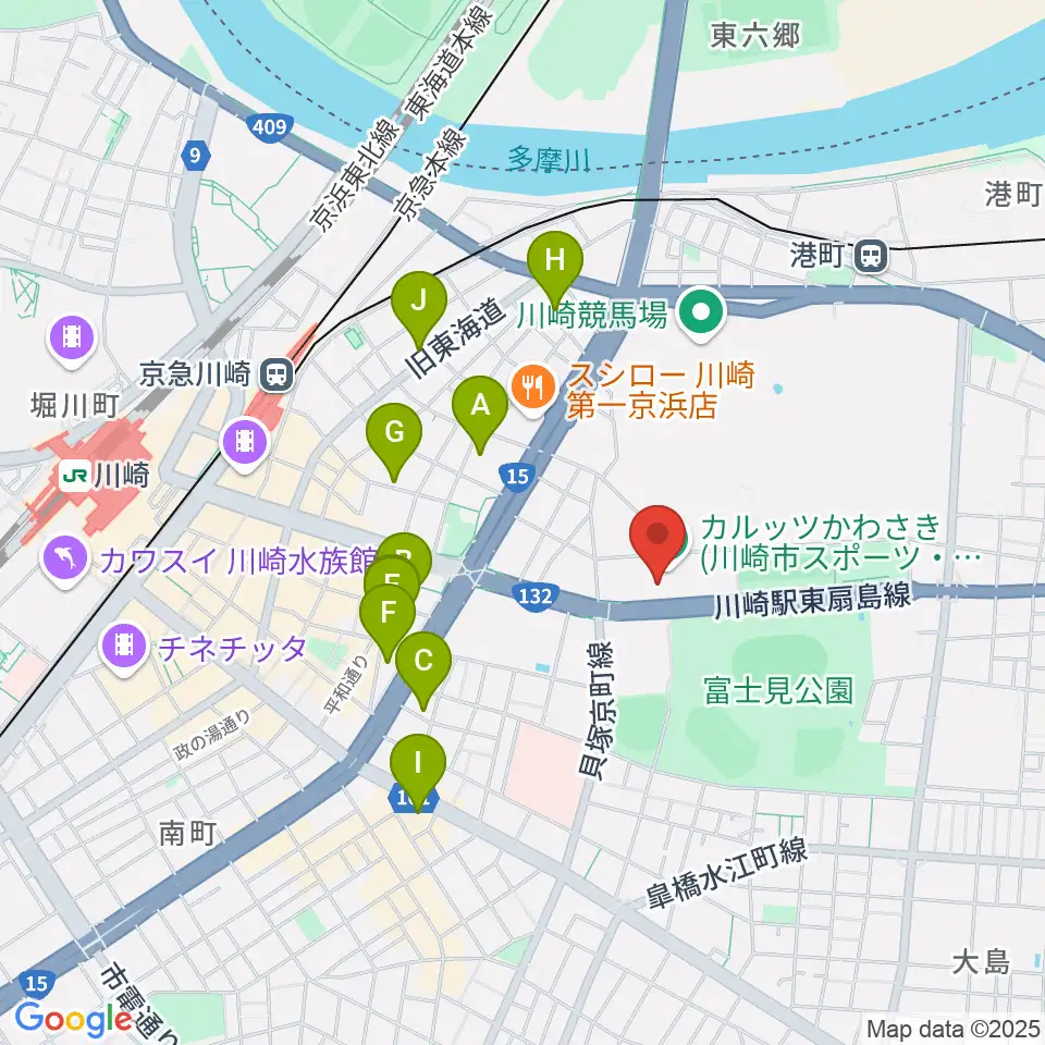 カルッツかわさきホール周辺のホテル一覧地図
