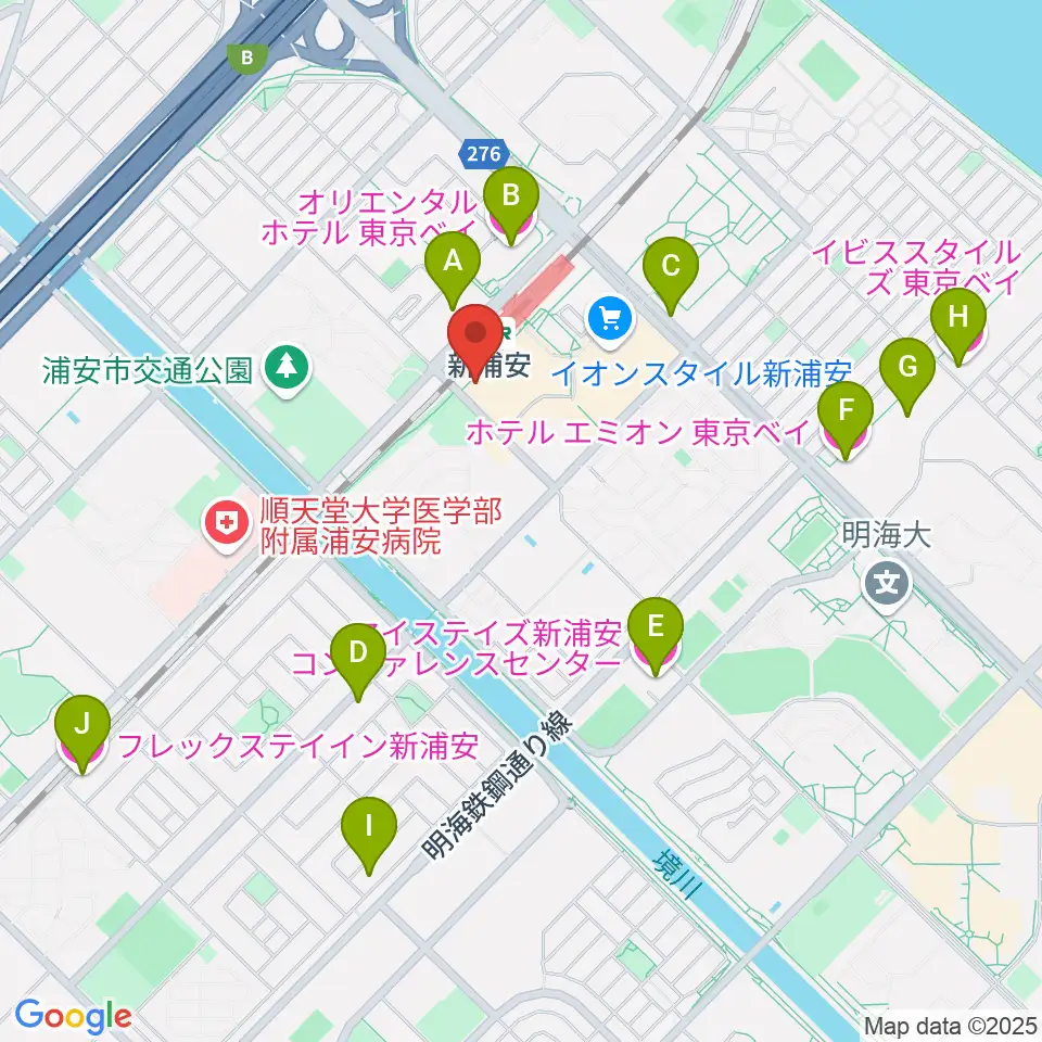 J:COM 浦安音楽ホール周辺のホテル一覧地図