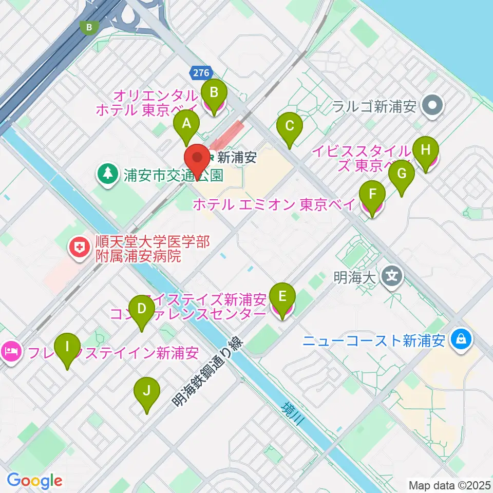 J:COM 浦安音楽ホール周辺のホテル一覧地図