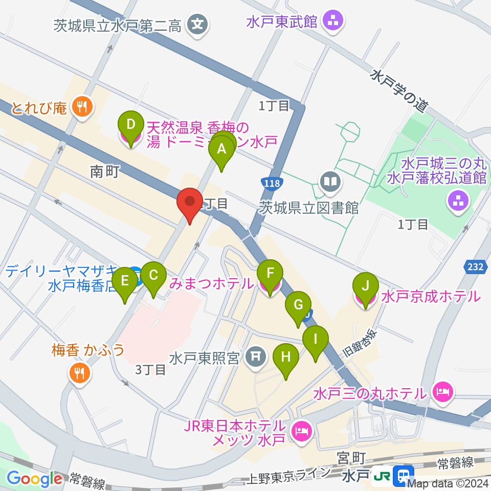 水戸ペーパームーン周辺のホテル一覧地図