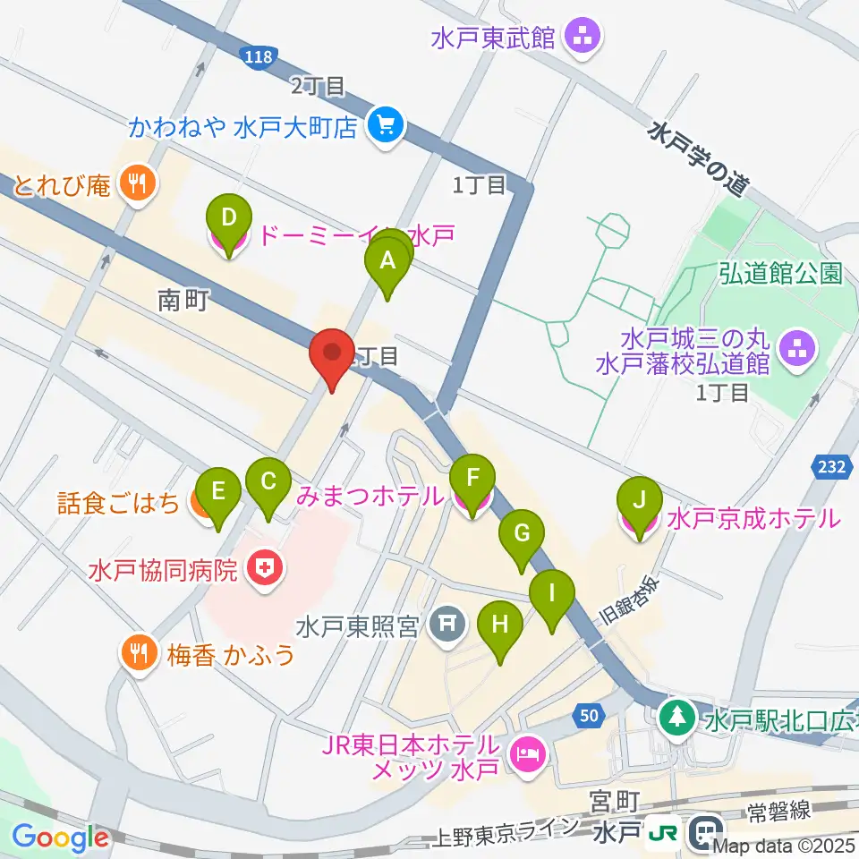水戸ペーパームーン周辺のホテル一覧地図
