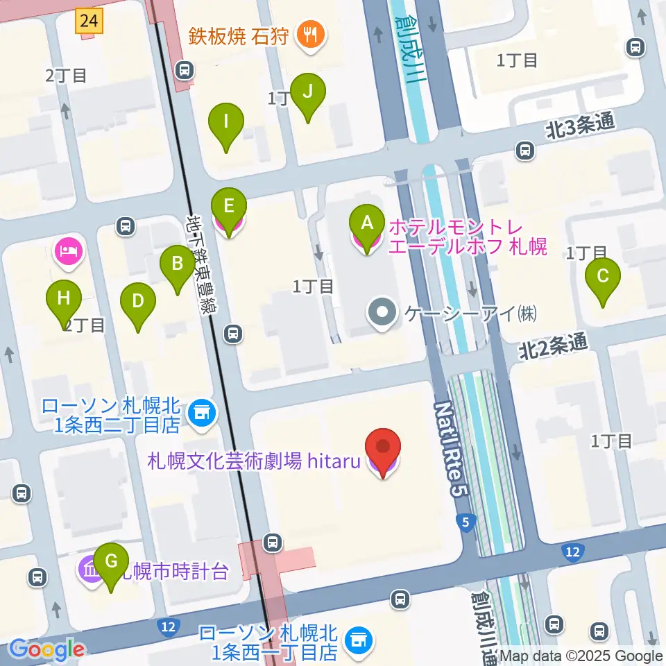 札幌文化芸術劇場 hitaru周辺のホテル一覧地図