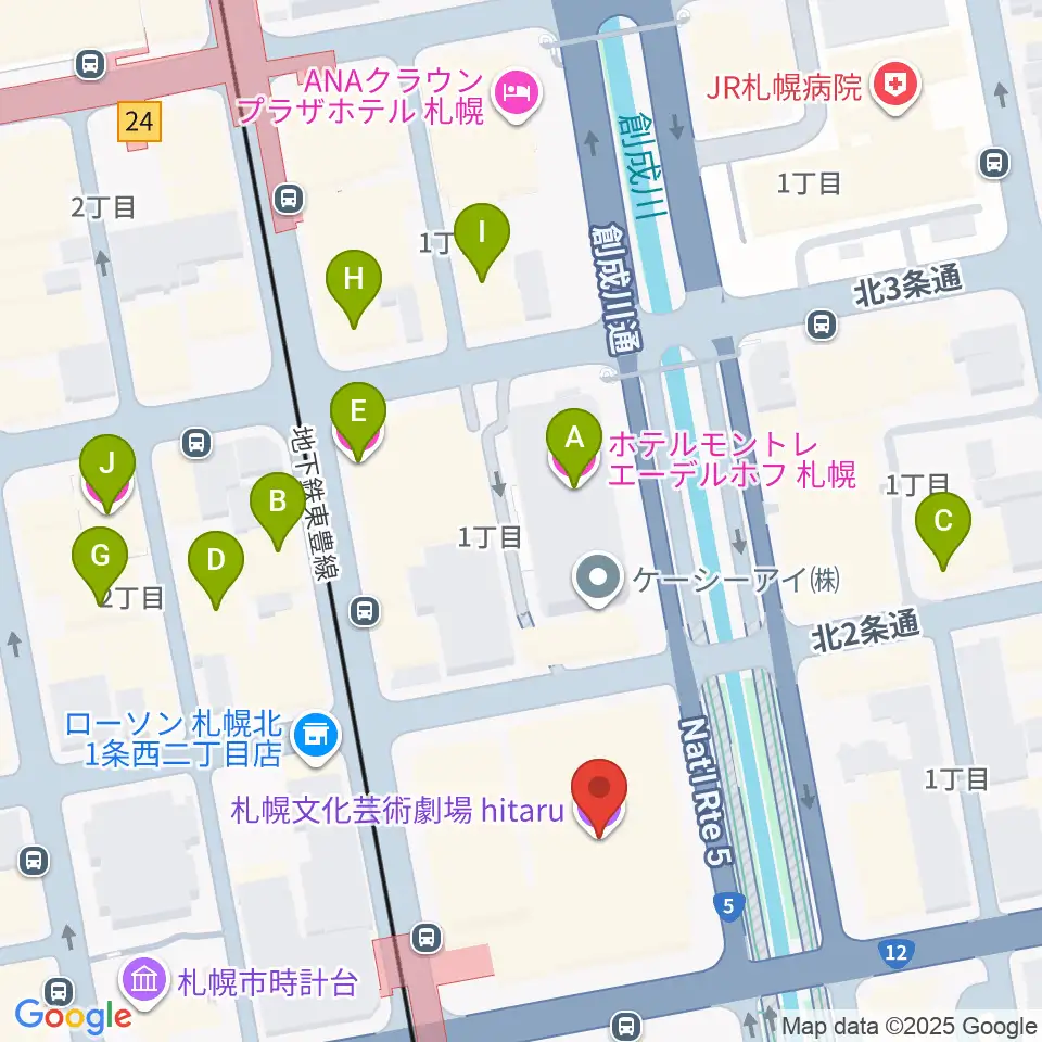 札幌文化芸術劇場 hitaru周辺のホテル一覧地図