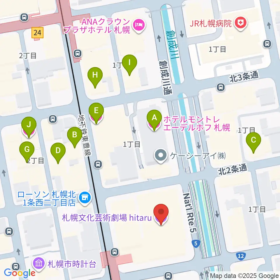 札幌文化芸術劇場 hitaru周辺のホテル一覧地図