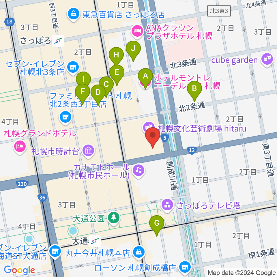 札幌文化芸術交流センターSCARTS周辺のホテル一覧地図