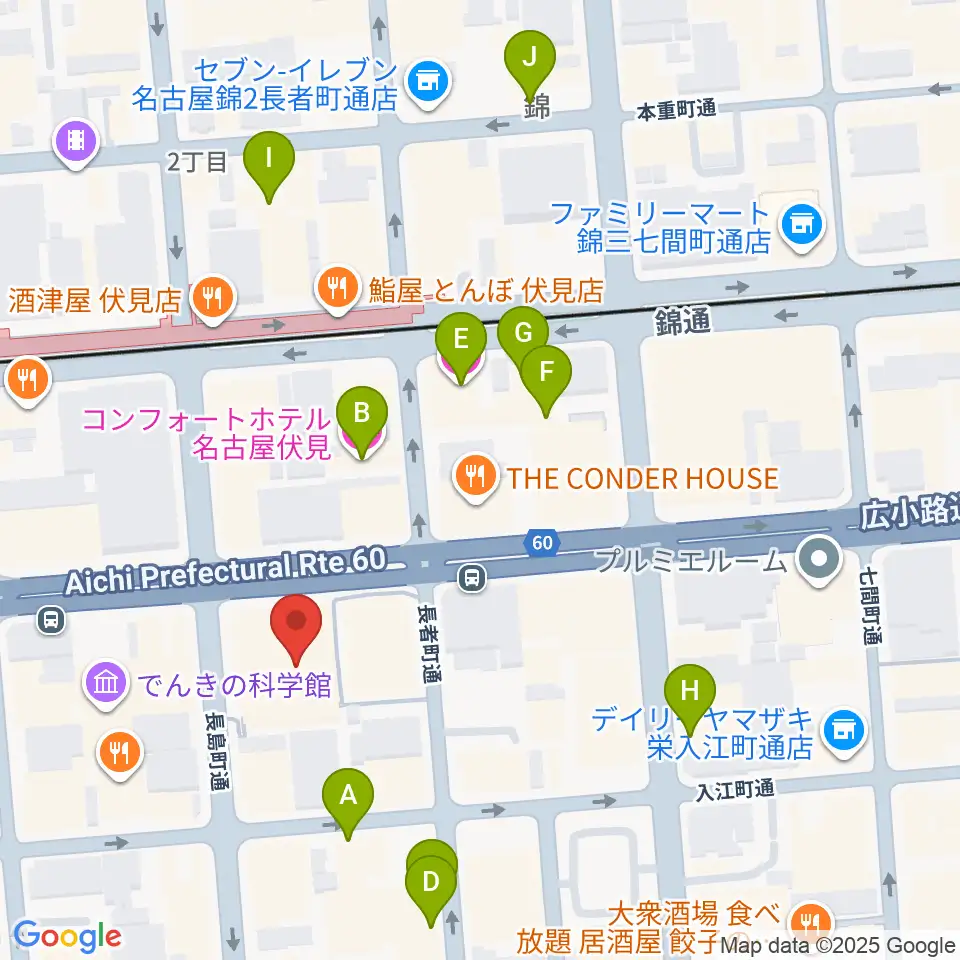 クロサワ楽器名古屋店周辺のホテル一覧地図