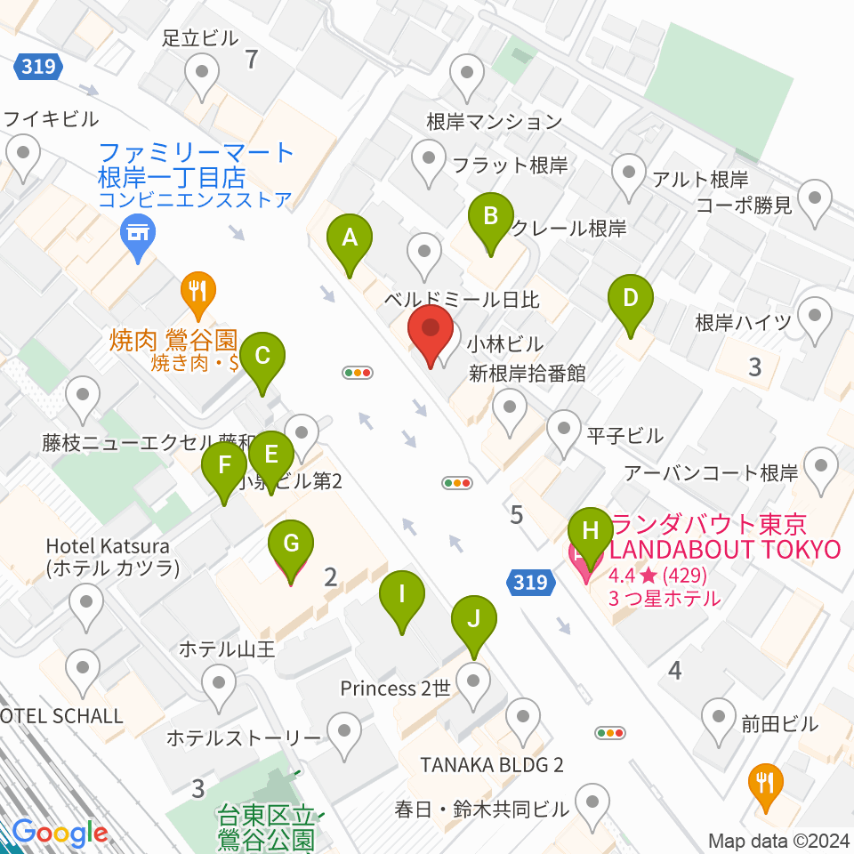 BUZZ上野周辺のホテル一覧地図