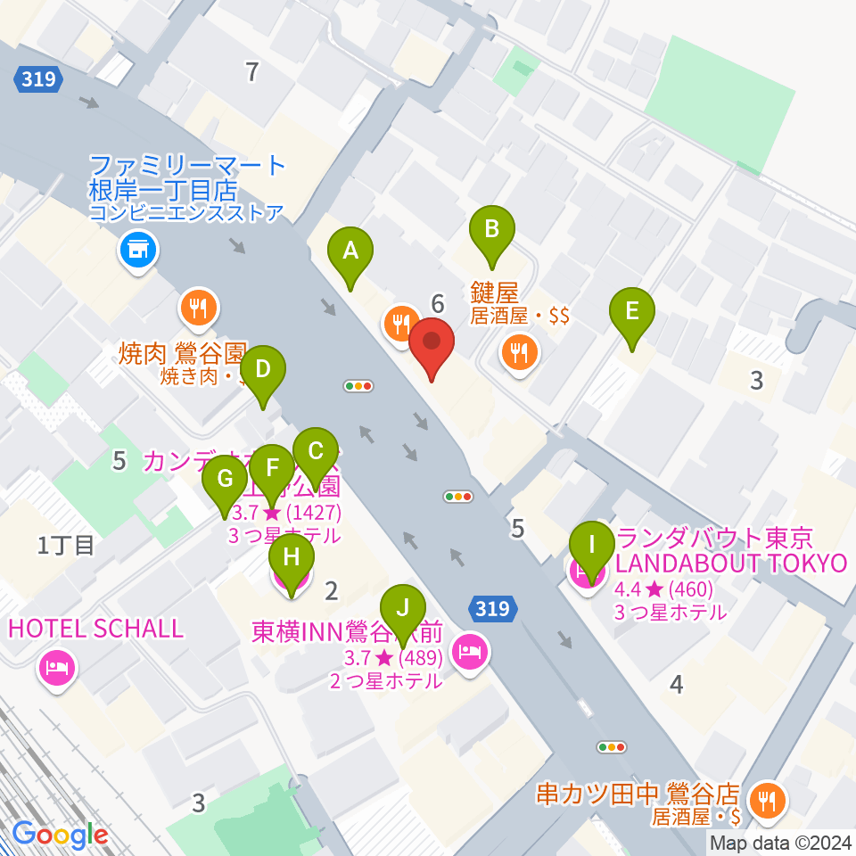 BUZZ上野周辺のホテル一覧地図