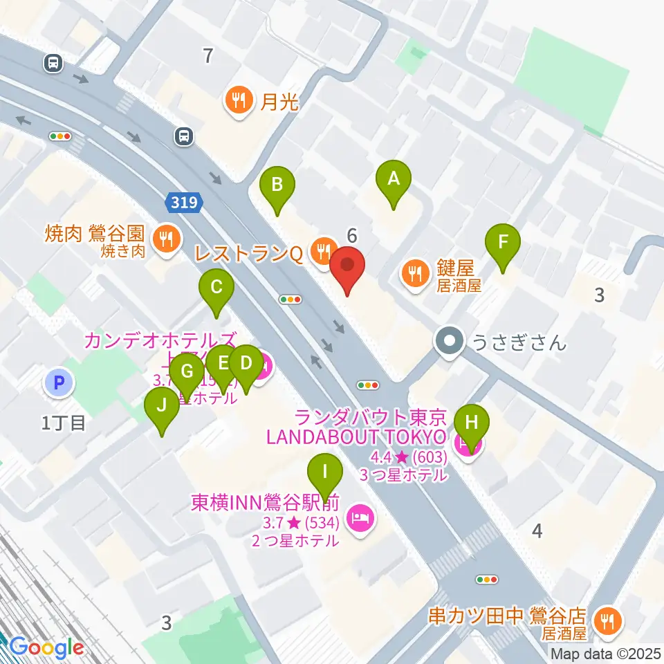 BUZZ上野周辺のホテル一覧地図