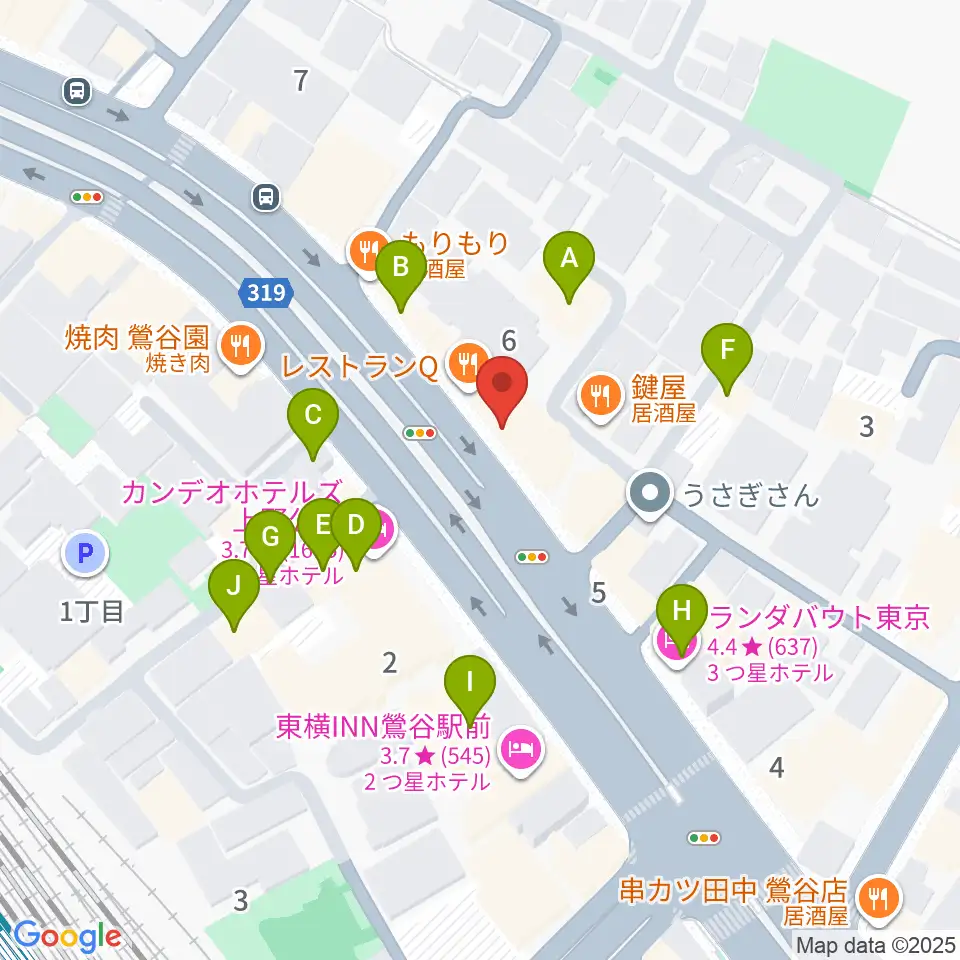 BUZZ上野周辺のホテル一覧地図