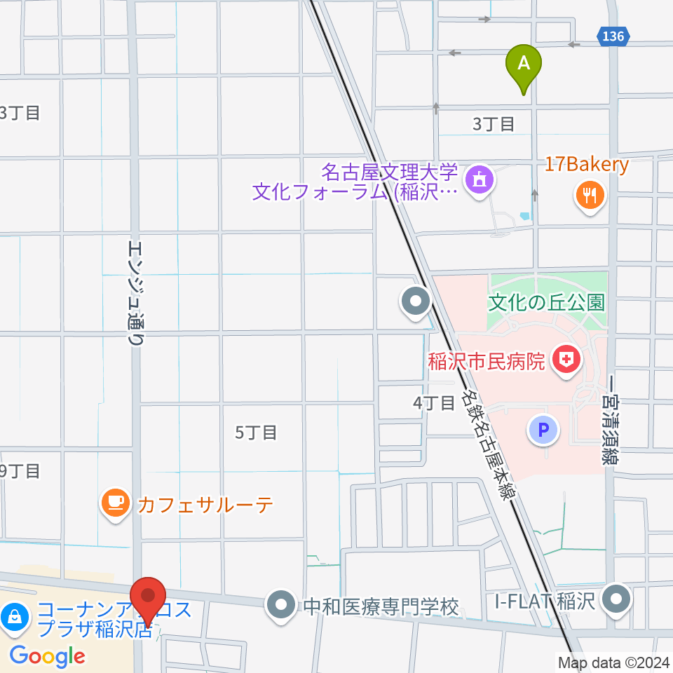 ピアノ教室luce 稲沢教室周辺のホテル一覧地図