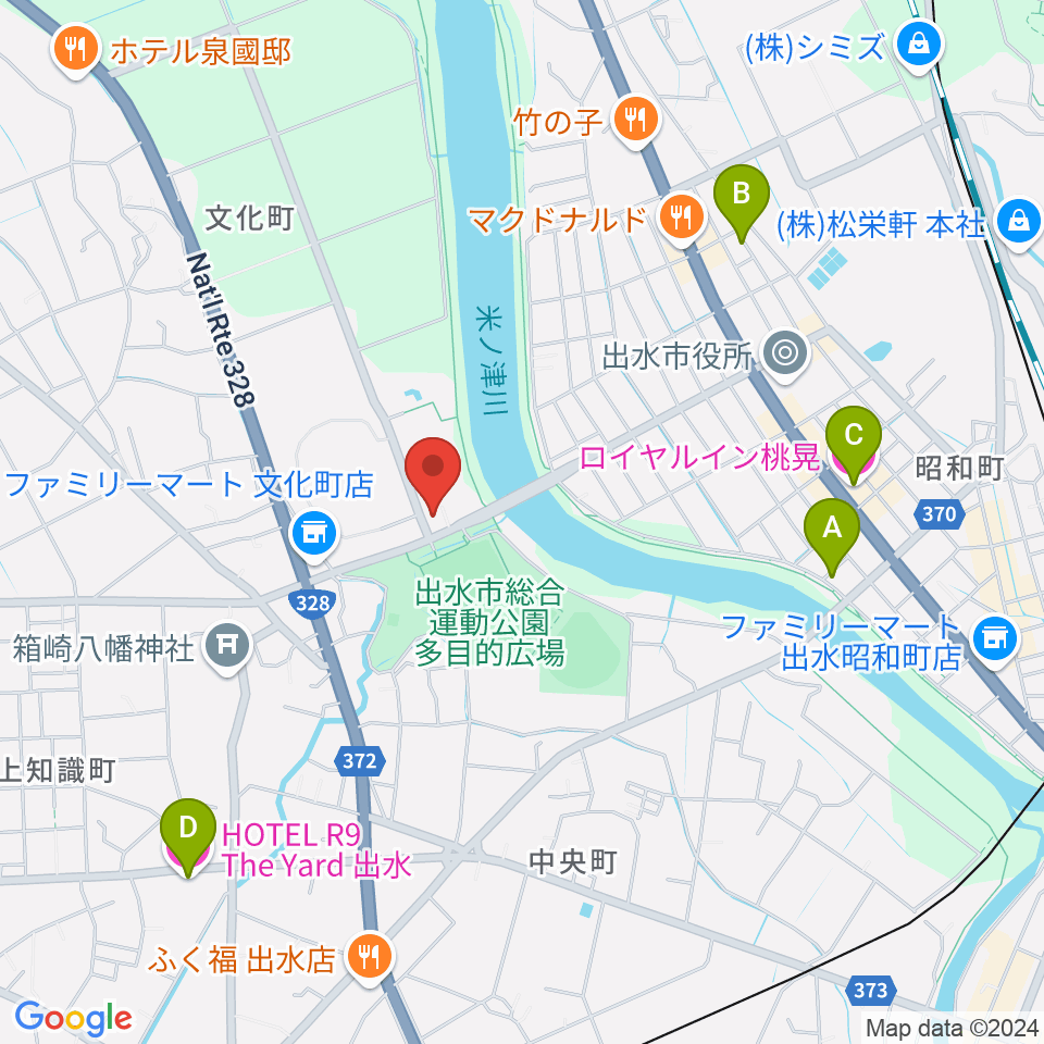 マルマエ音楽ホール出水周辺のホテル一覧地図