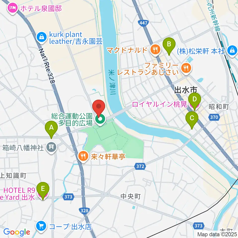 マルマエ音楽ホール出水周辺のホテル一覧地図