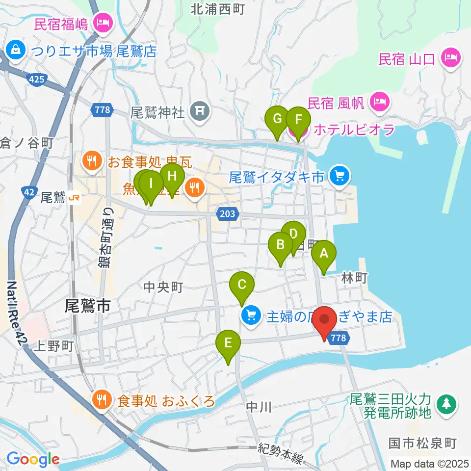 尾鷲市民文化会館 せぎやまホール周辺のホテル一覧地図