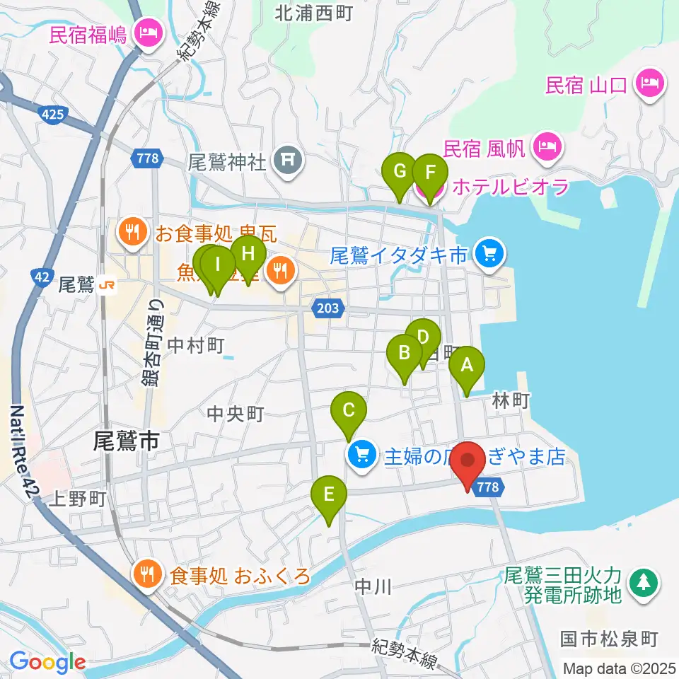 尾鷲市民文化会館 せぎやまホール周辺のホテル一覧地図