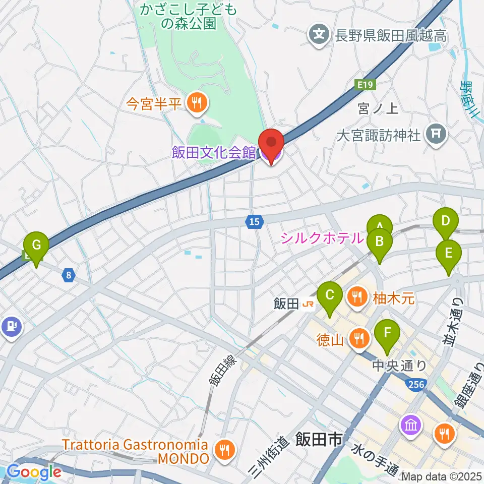 飯田文化会館周辺のホテル一覧地図