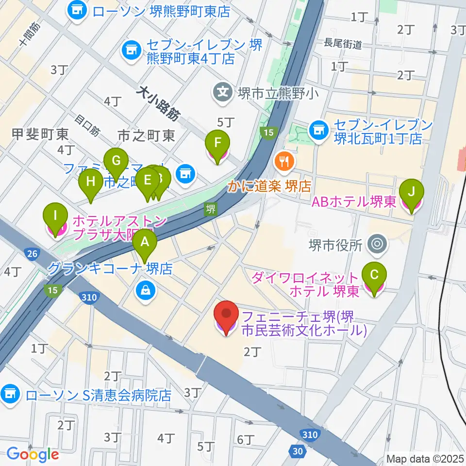 フェニーチェ堺周辺のホテル一覧地図