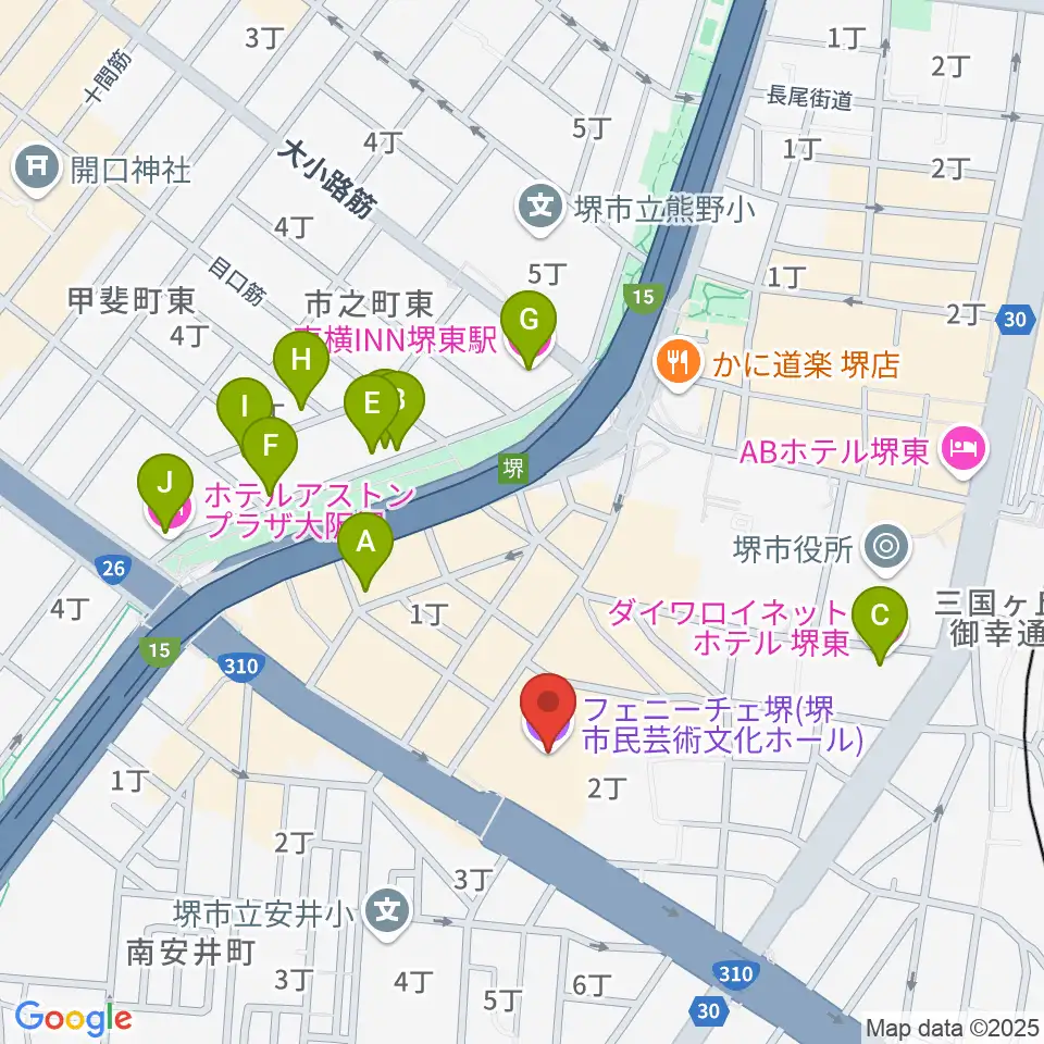 フェニーチェ堺周辺のホテル一覧地図