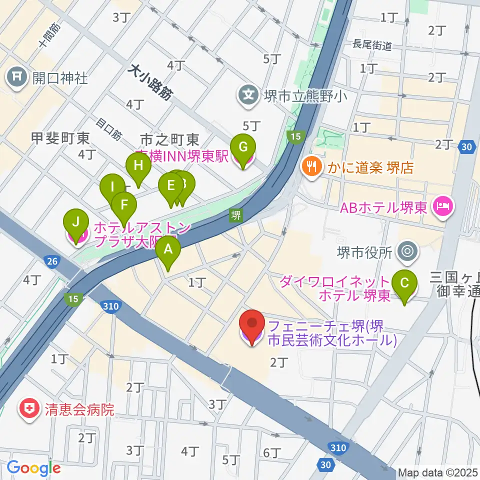 フェニーチェ堺周辺のホテル一覧地図