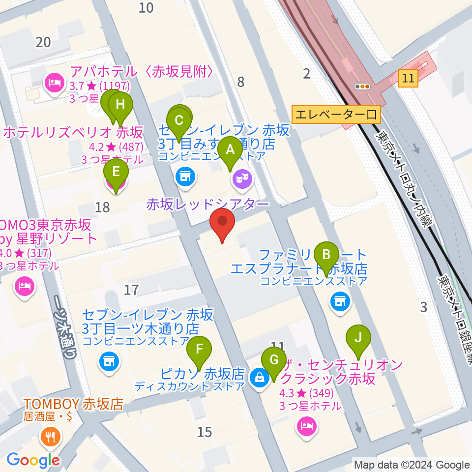 赤坂STAGE-1周辺のホテル一覧地図