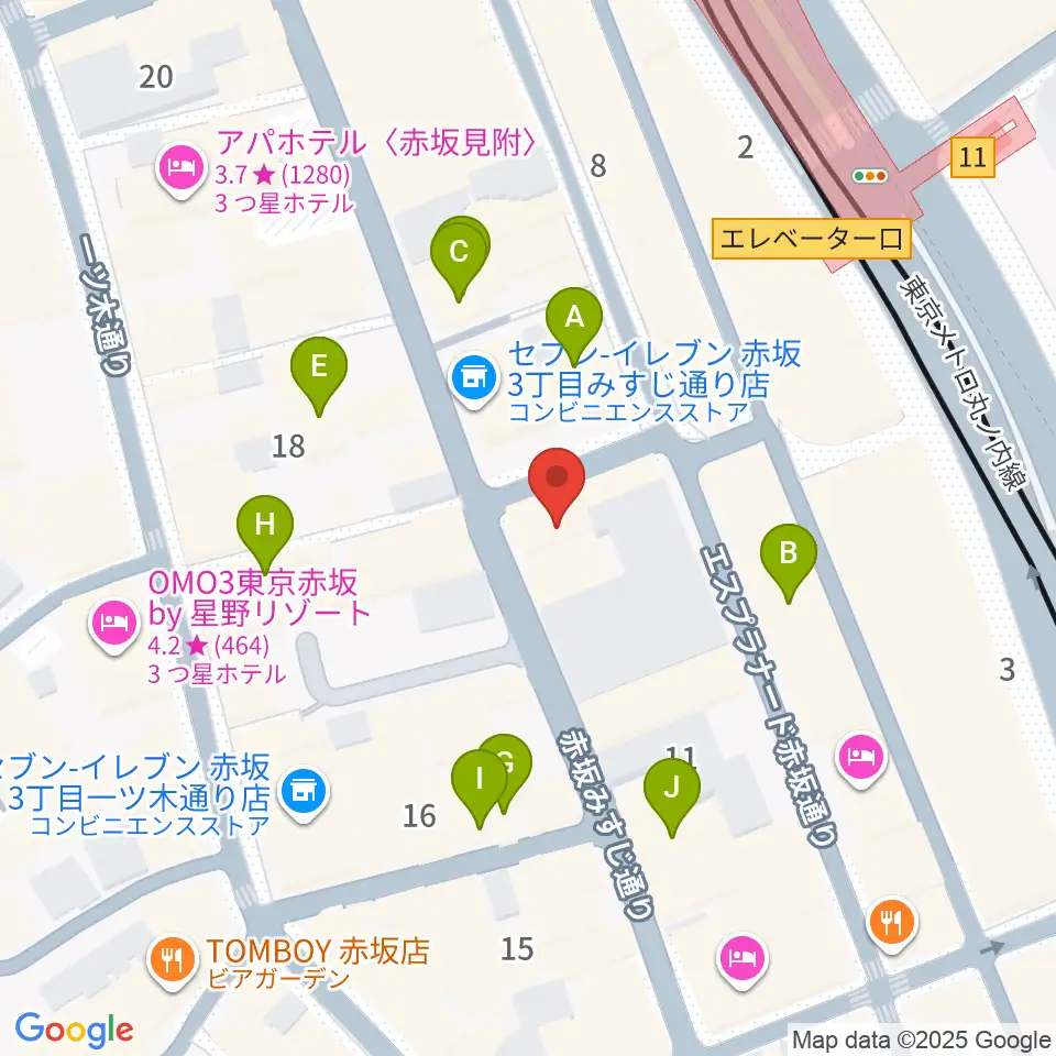 赤坂STAGE-1周辺のホテル一覧地図