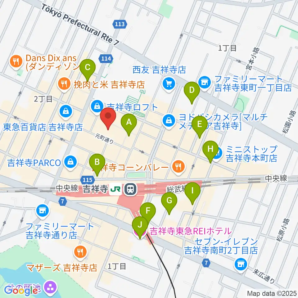 HMV record shop コピス吉祥寺周辺のホテル一覧地図