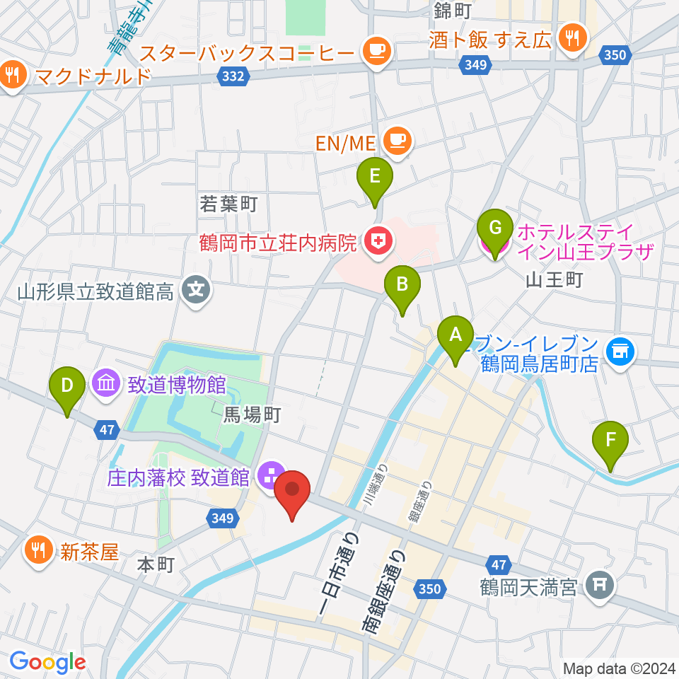 荘銀タクト鶴岡周辺のホテル一覧地図