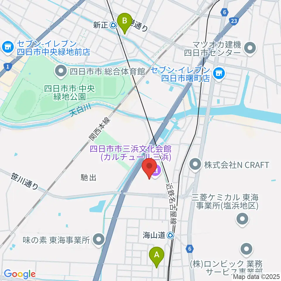 四日市市三浜文化会館 カルチュール三浜周辺のホテル一覧地図