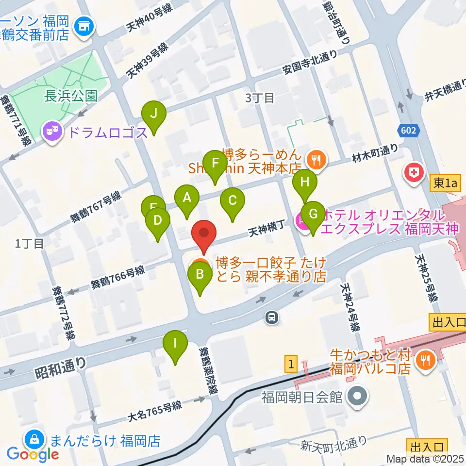サウンドブギー天神親不孝通り店周辺のホテル一覧地図