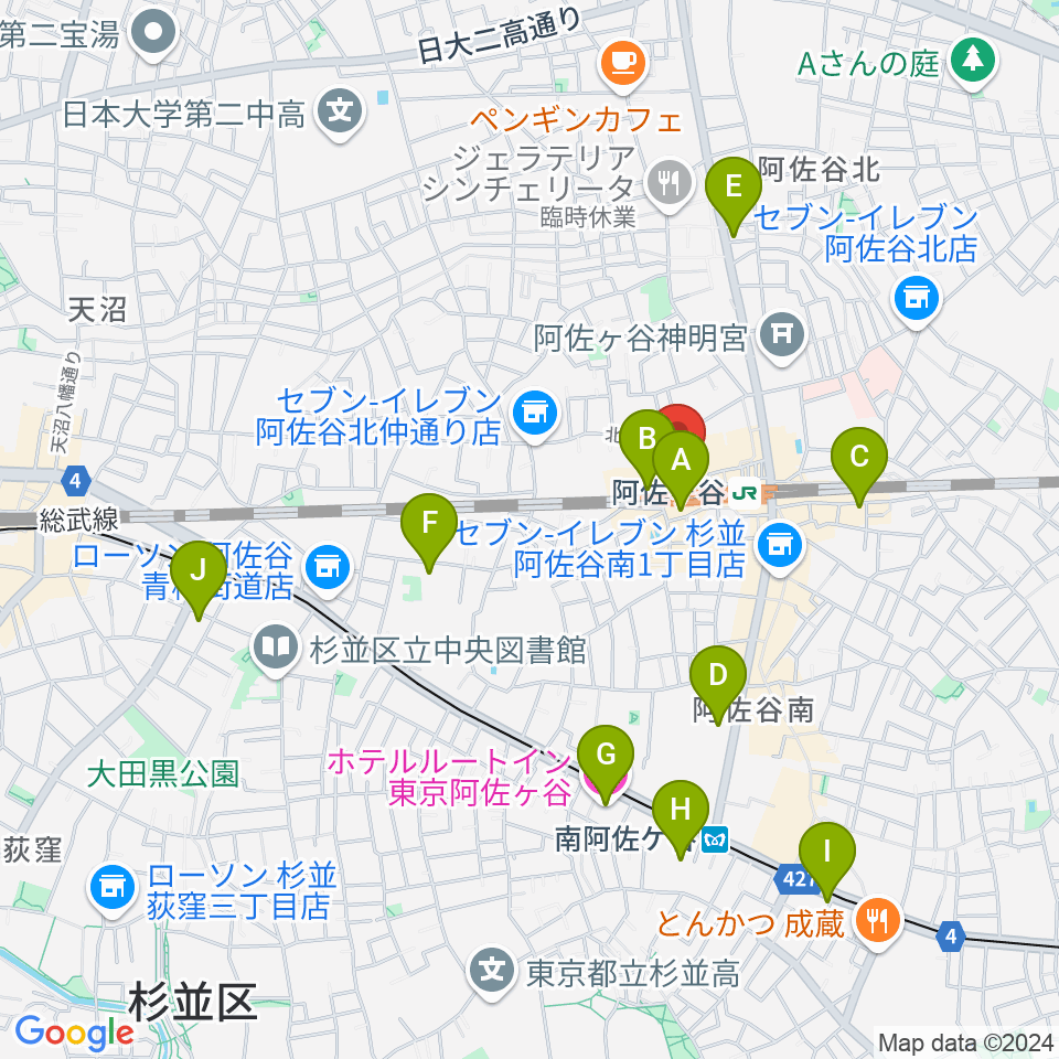 阿佐ヶ谷マンハッタン周辺のホテル一覧地図