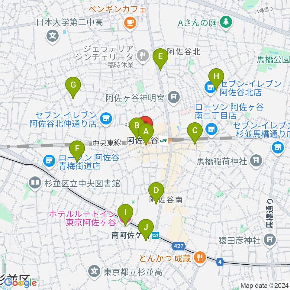 阿佐ヶ谷マンハッタン周辺のホテル一覧地図