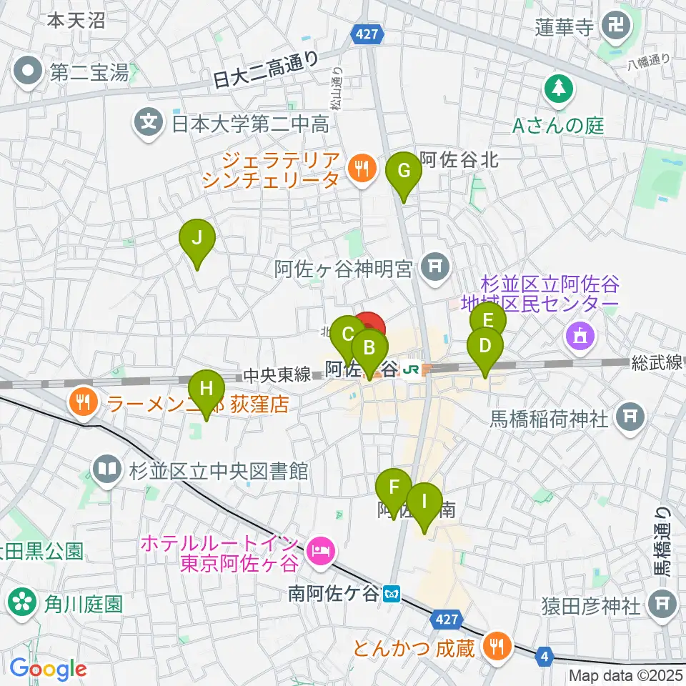 阿佐ヶ谷マンハッタン周辺のホテル一覧地図
