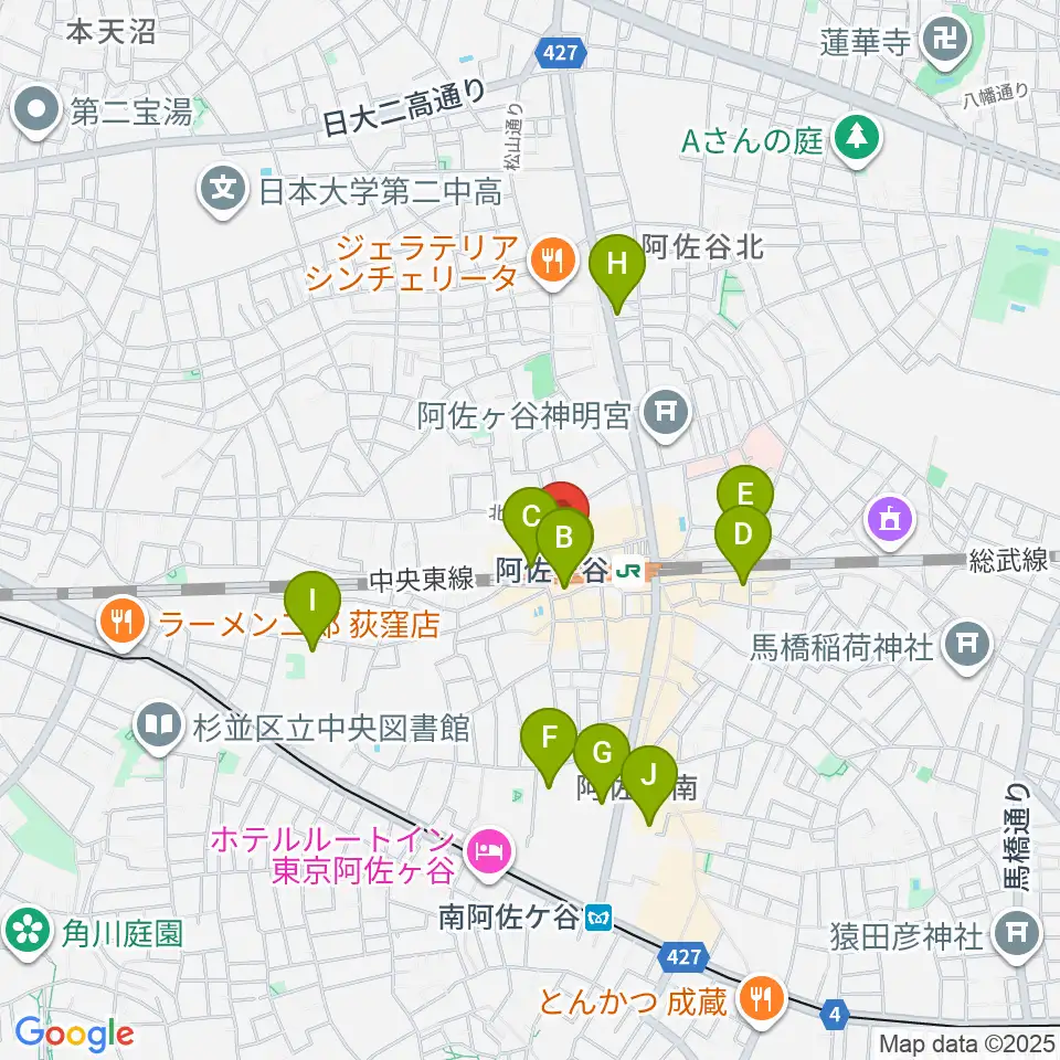 阿佐ヶ谷マンハッタン周辺のホテル一覧地図