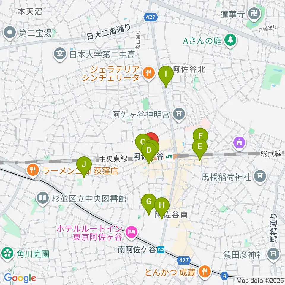 阿佐ヶ谷マンハッタン周辺のホテル一覧地図