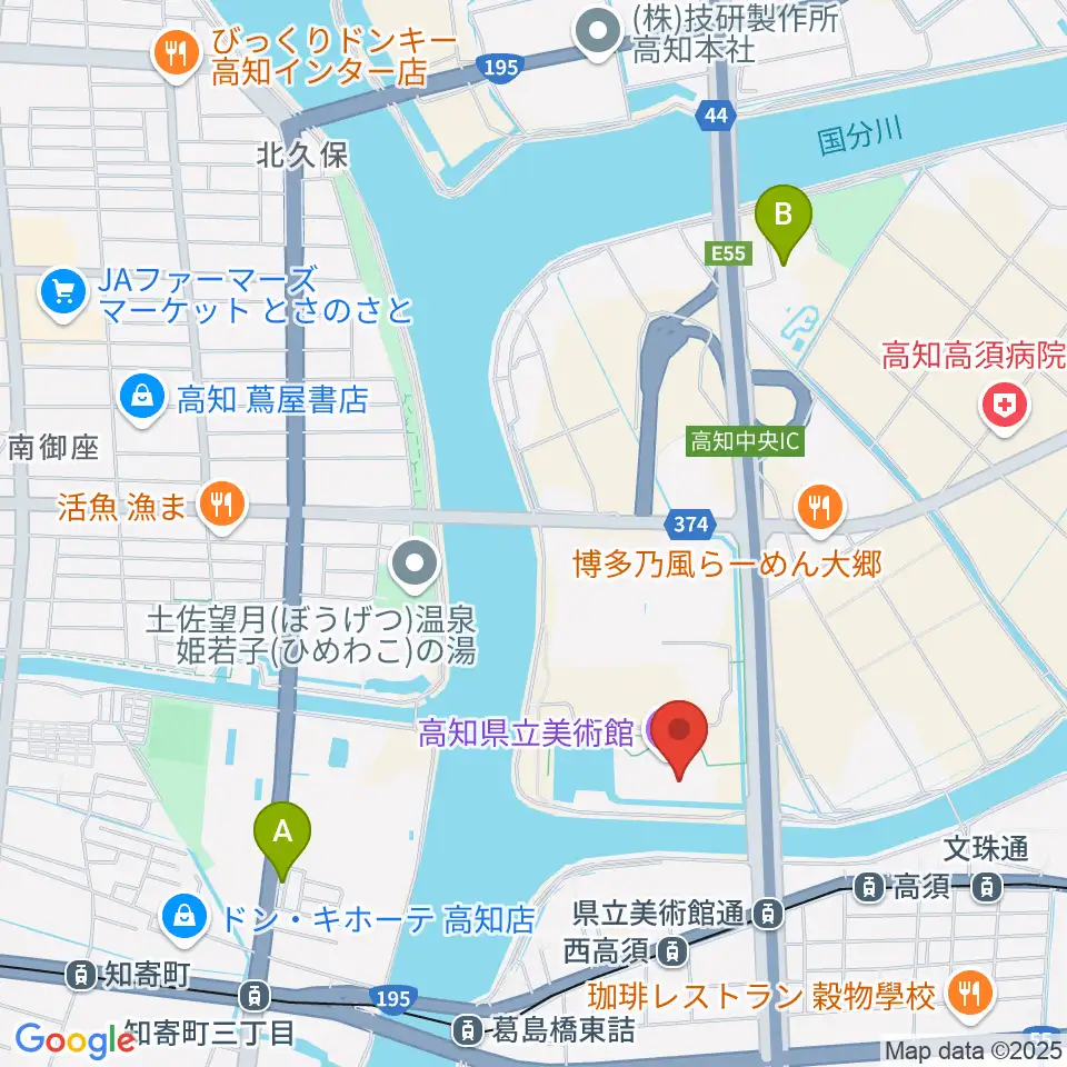 高知県立美術館周辺のホテル一覧地図