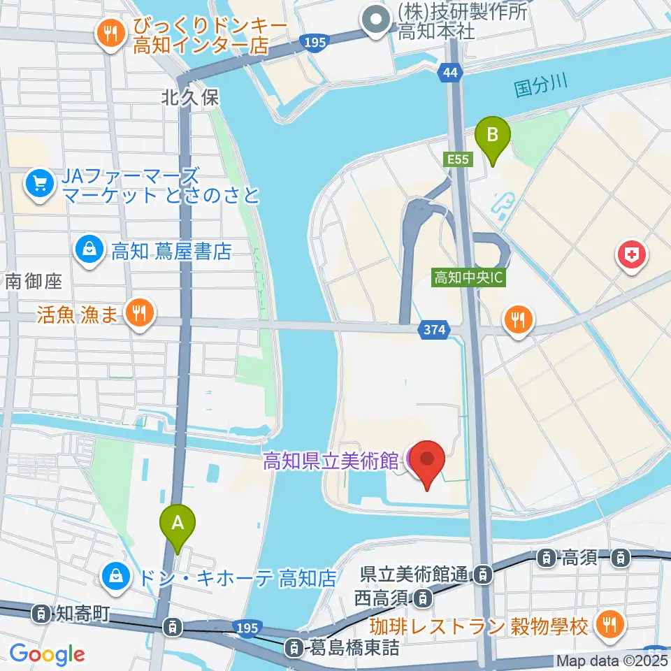 高知県立美術館周辺のホテル一覧地図