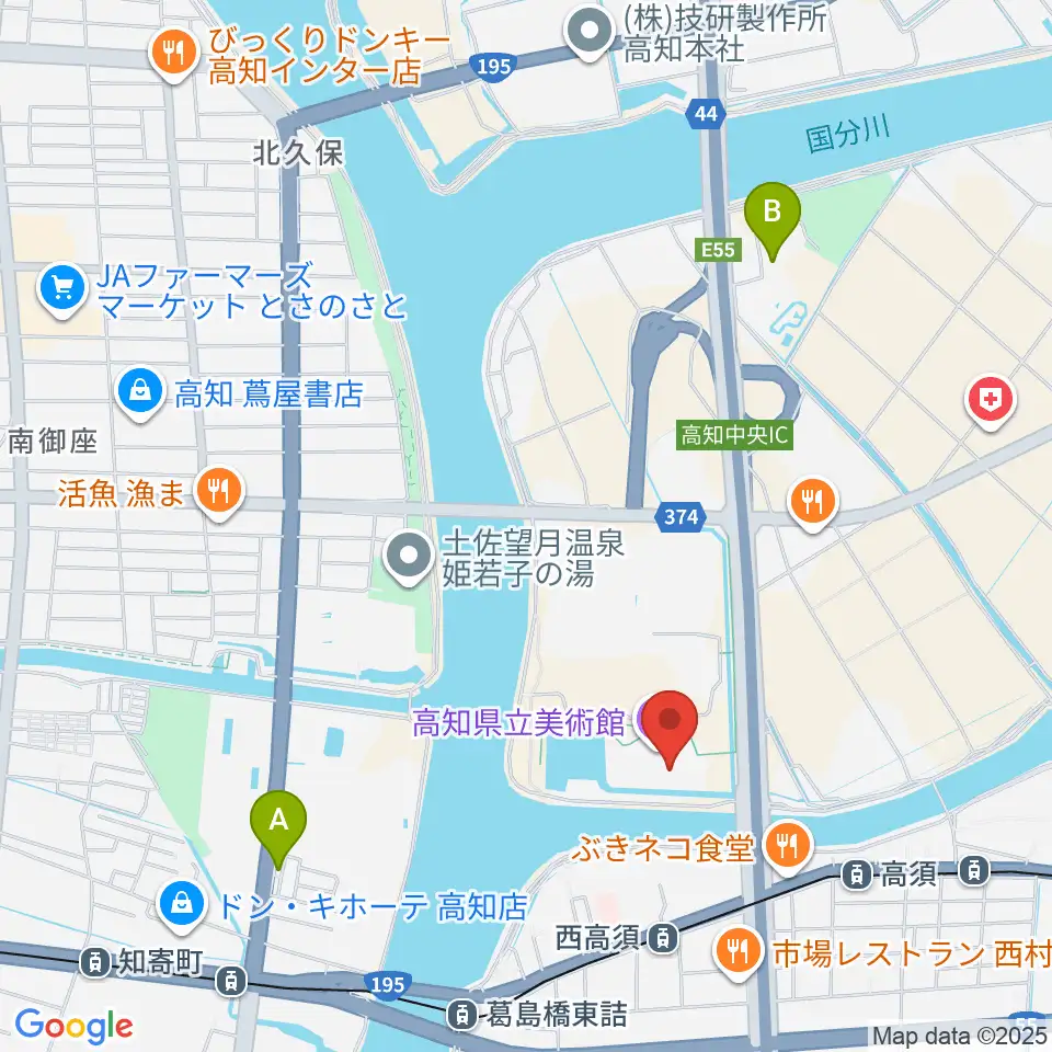高知県立美術館周辺のホテル一覧地図