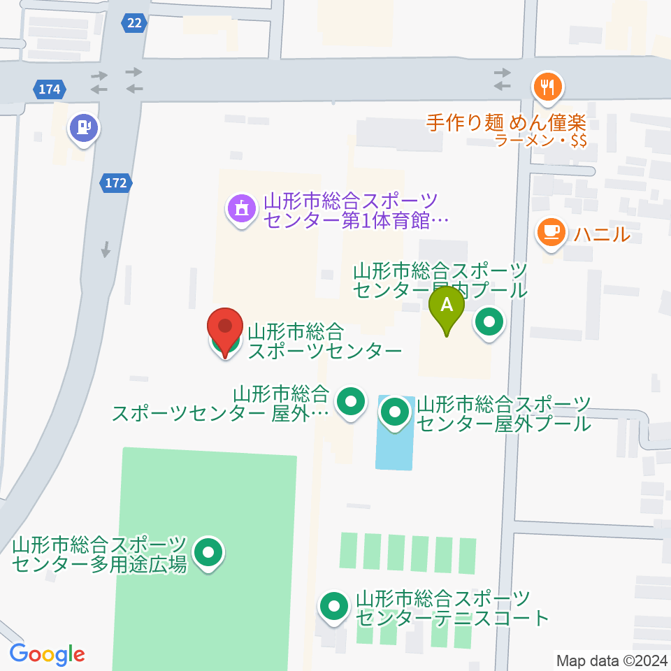 山形市総合スポーツセンター周辺のホテル一覧地図