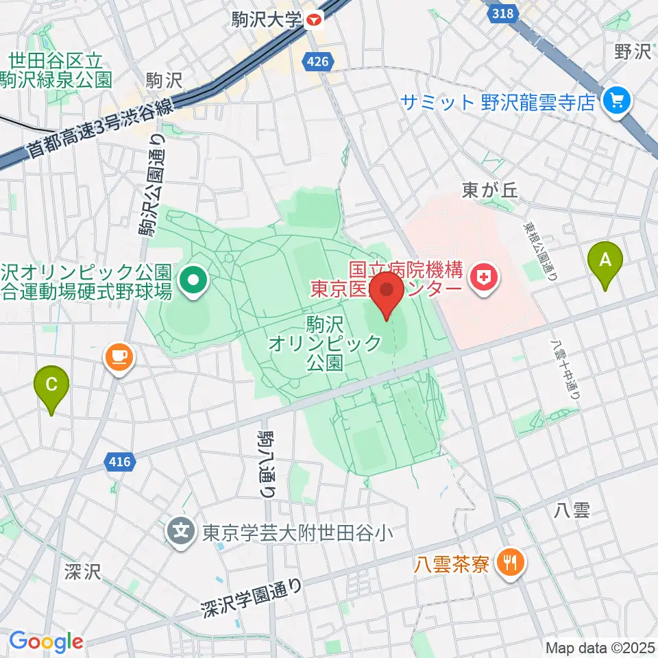 駒沢オリンピック公園陸上競技場周辺のホテル一覧地図