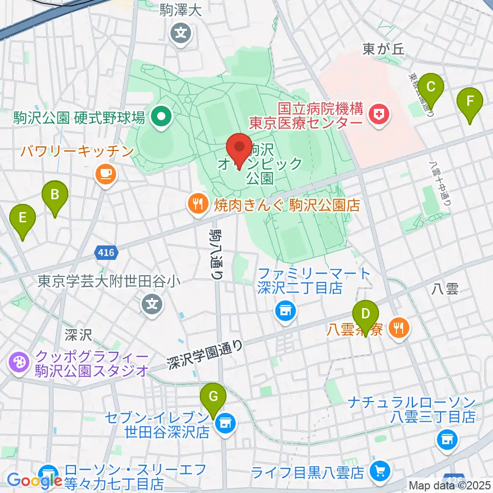 駒沢オリンピック公園体育館周辺のホテル一覧地図