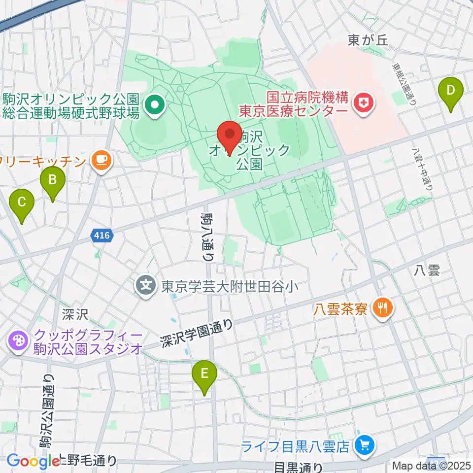 駒沢オリンピック公園体育館周辺のホテル一覧地図