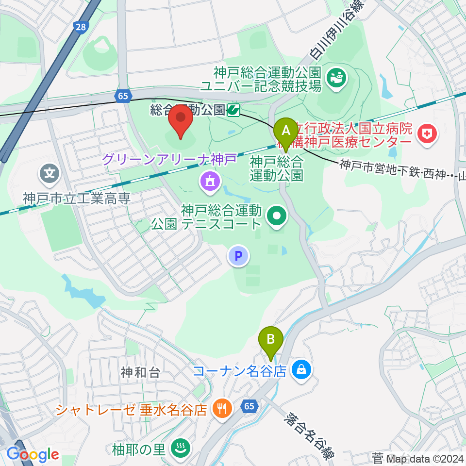 ほっともっとフィールド神戸周辺のホテル一覧地図