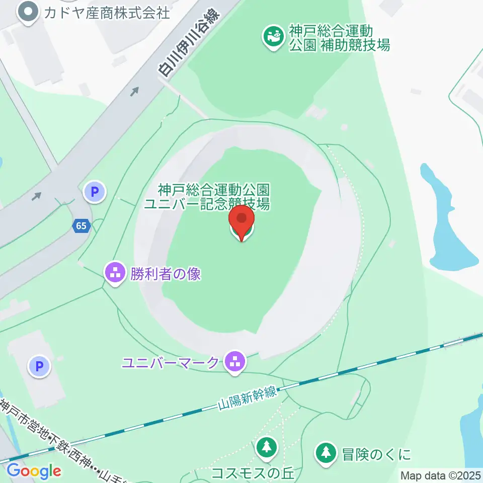 神戸総合運動公園ユニバー記念競技場周辺のホテル一覧地図