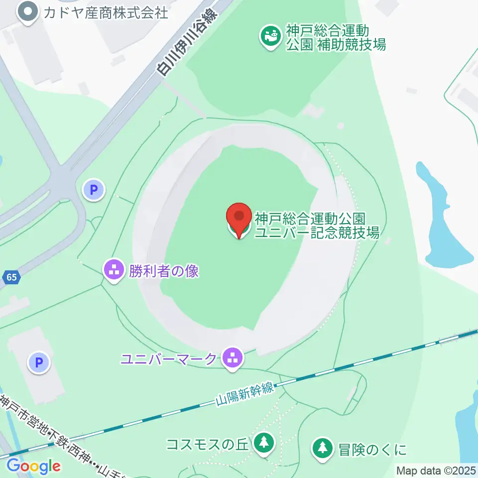 神戸総合運動公園ユニバー記念競技場周辺のホテル一覧地図