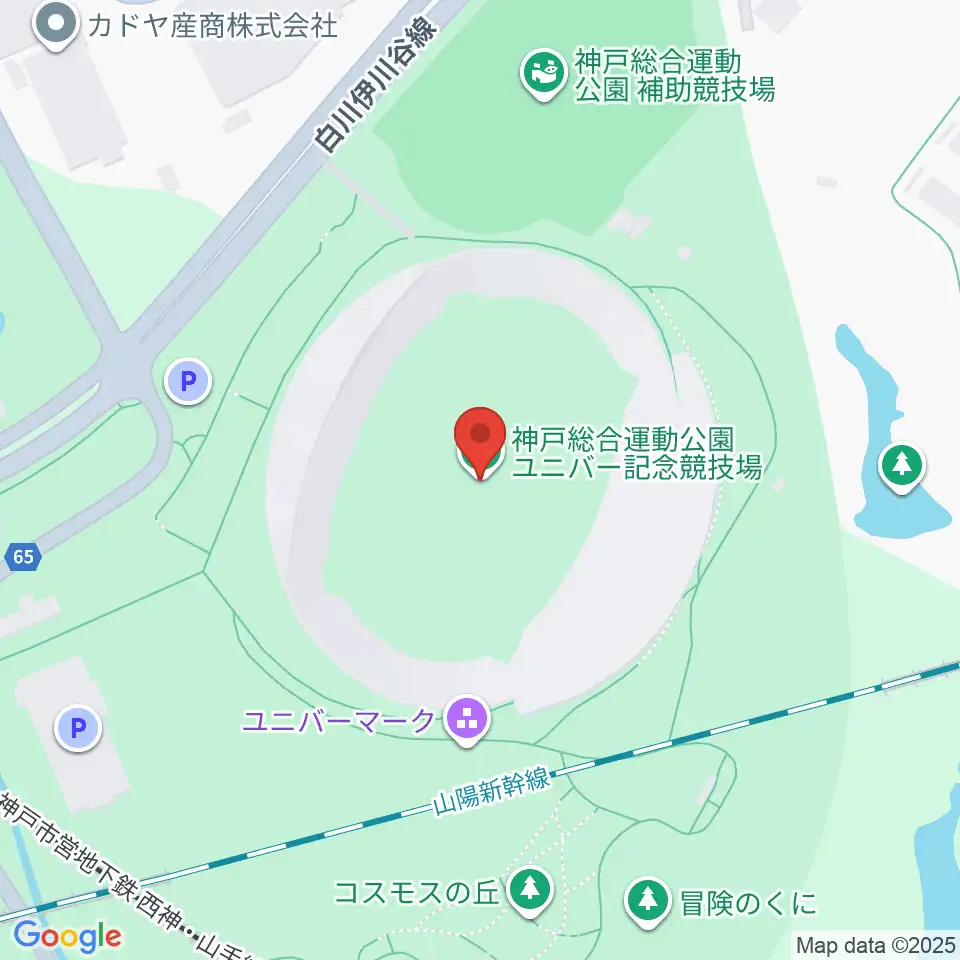 神戸総合運動公園ユニバー記念競技場周辺のホテル一覧地図