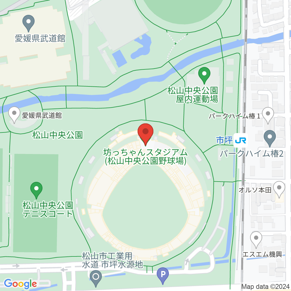 坊っちゃんスタジアム周辺のホテル一覧地図