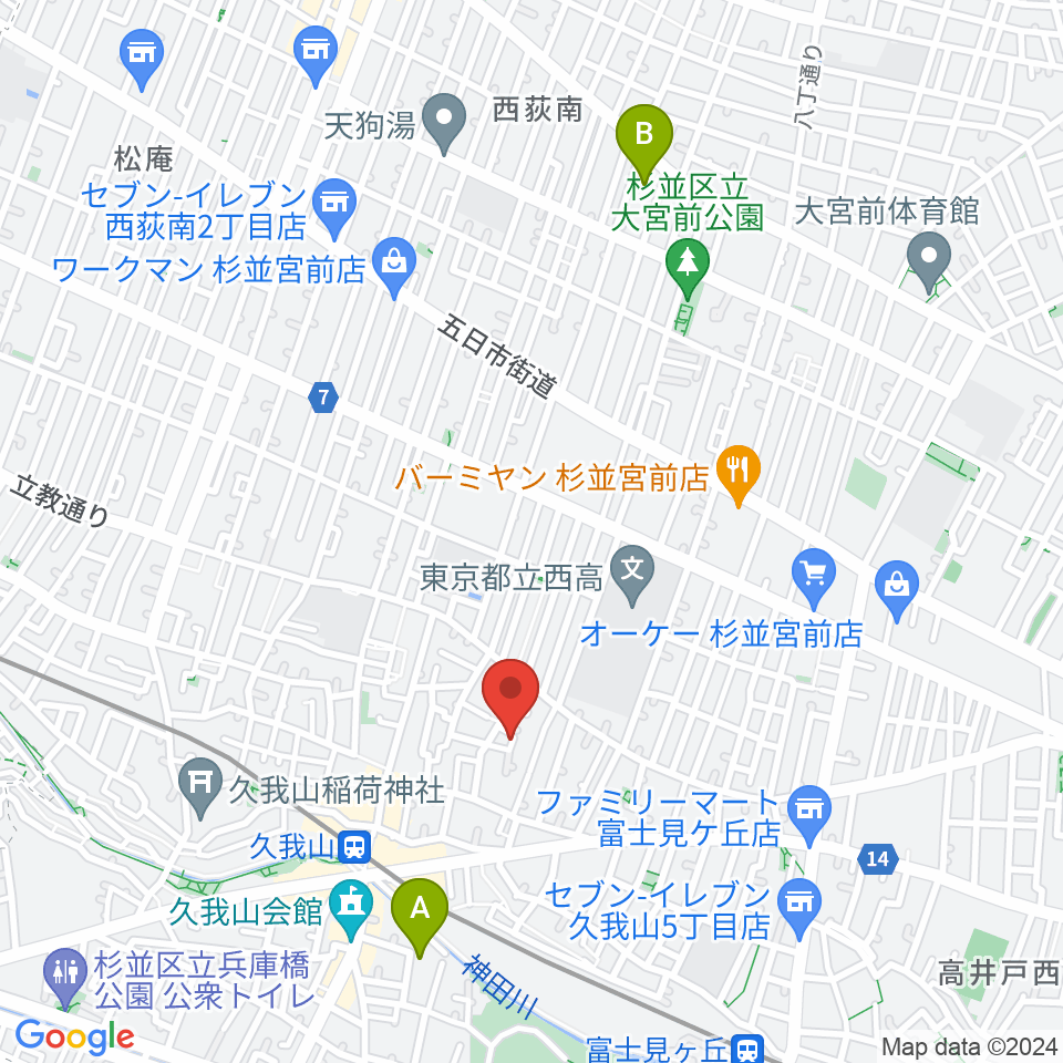 A-durバイオリン・チェロ教室周辺のホテル一覧地図