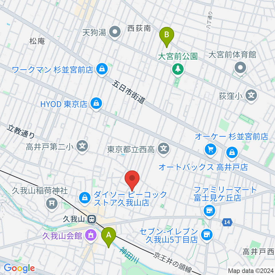 A-durバイオリン・チェロ教室周辺のホテル一覧地図