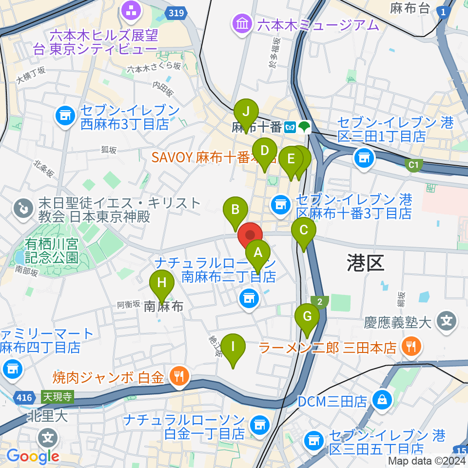 TOKYO麻布ミュージックセンター周辺のホテル一覧地図